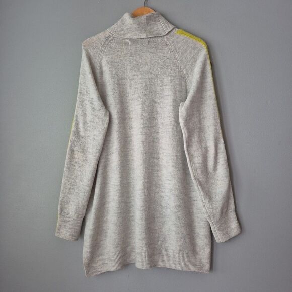 Apt 9 Gray Yellow Striped Long Sleeve Turtleneck Tunic Sweater Womens Large - Picture 4 of 6